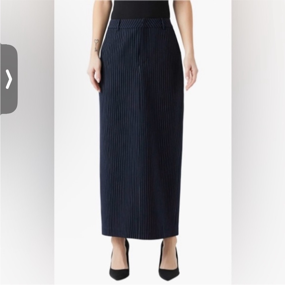 Mayson the Label Navy Pin Stripe Midi Skirt
